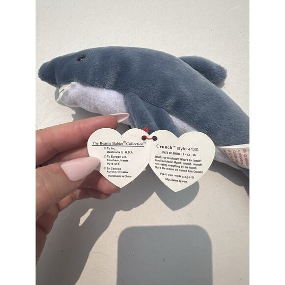 Beanie Baby 1996 Crunch The Shark - Picture 3 of 5